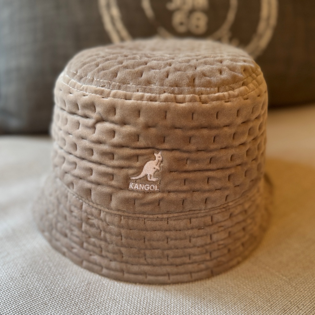 Kangol Taupe/Beige Bucket Hat - Quilted Velvet